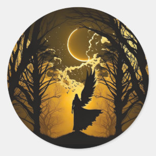 Half Angel Classic Round Sticker