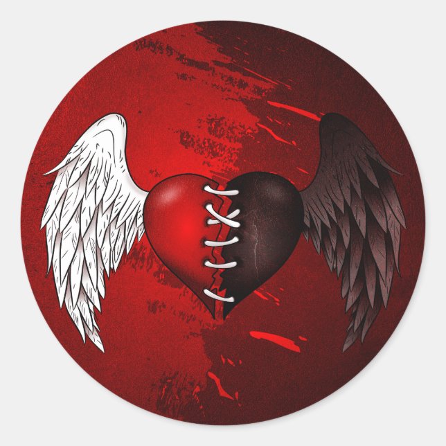 Half Angel Half Demon Rond Sticker (Front)