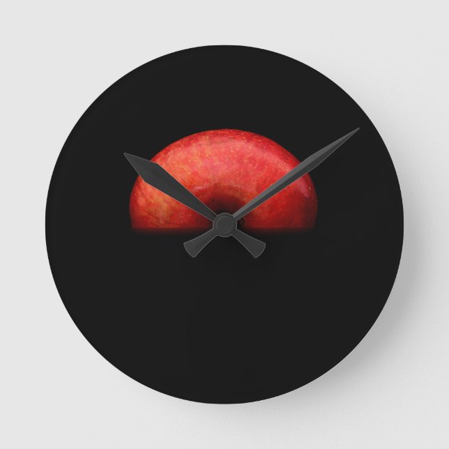 Half Apple Portrait Photograph Round Clock (Front)
