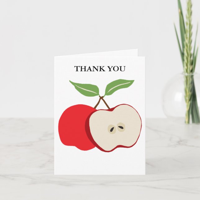 Half Apple Teacher Appreciation Thank You Card (Front)