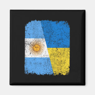 Half Argentinian Half Ukrainian Flag Heritage Prid Magnet