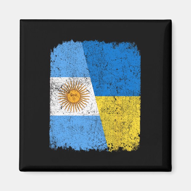 Half Argentinian Half Ukrainian Flag Heritage Prid Magnet (Front)