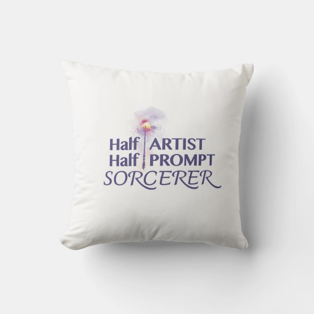 Half Artist Half Prompt Sorcerer Cushion (Front)