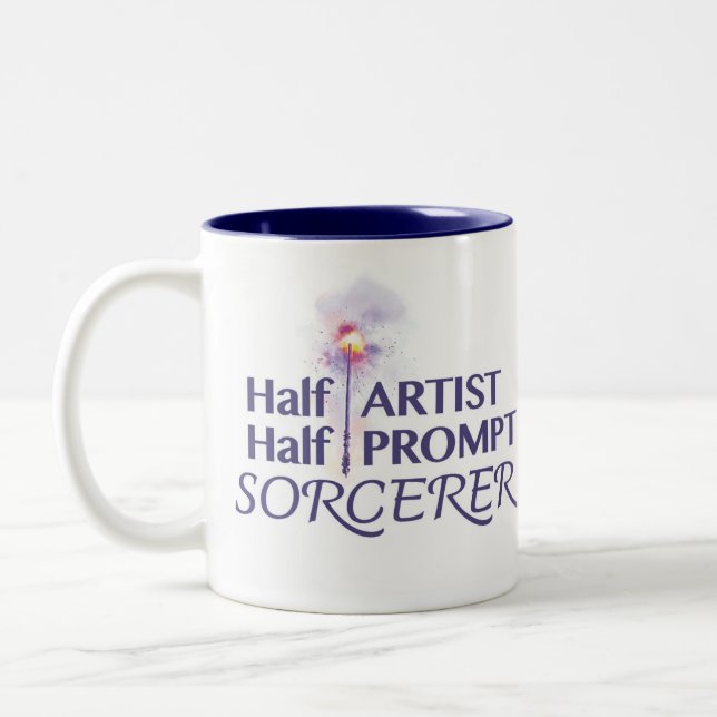 Half Artist Half Prompt Sorcerer Two-Tone Coffee Mug (Left)
