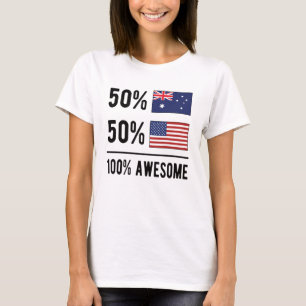 Half Australian Half American Flag Australia USA T-Shirt