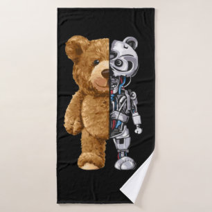 Half Bear Half Robot Bath Towel
