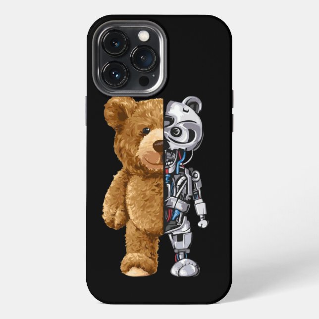 Half Bear Half Robot iPhone Case (Back)