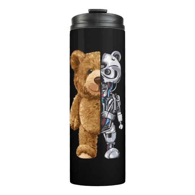 Half Bear Half Robot Thermal Tumbler (Front)