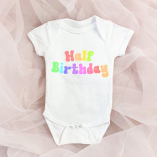 Half Birthday 1/2 Birthday Milestone Retro 70's  Baby Bodysuit