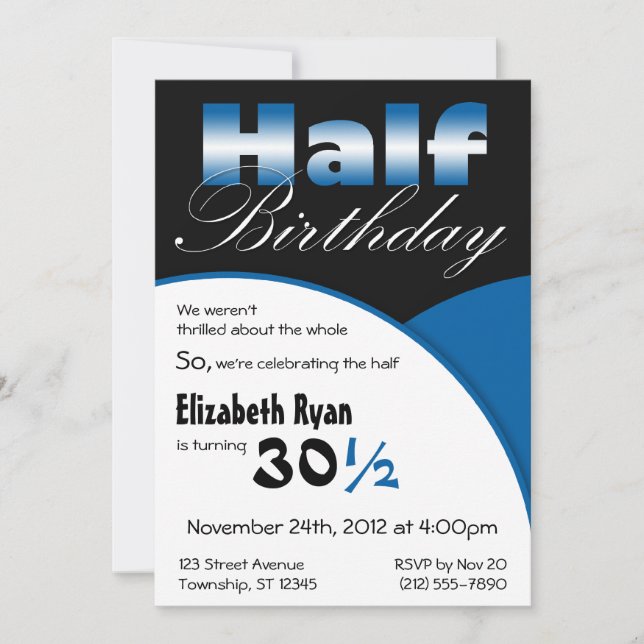 Half-Birthday Blue Party Invitations (Front)