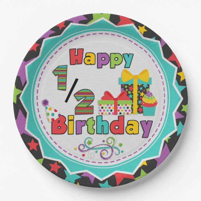 Half Birthday Celebration Paper Plates (Front)