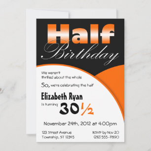 Half-Birthday Orange Party Invitations