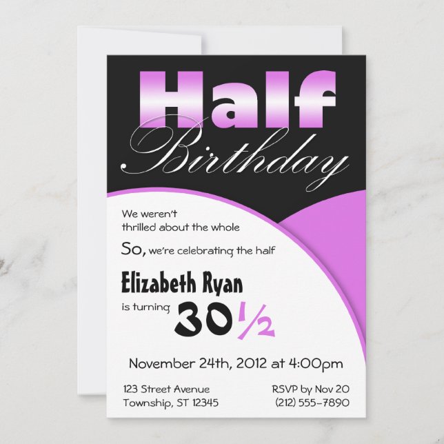 Half-Birthday Purple Party Invitations (Front)