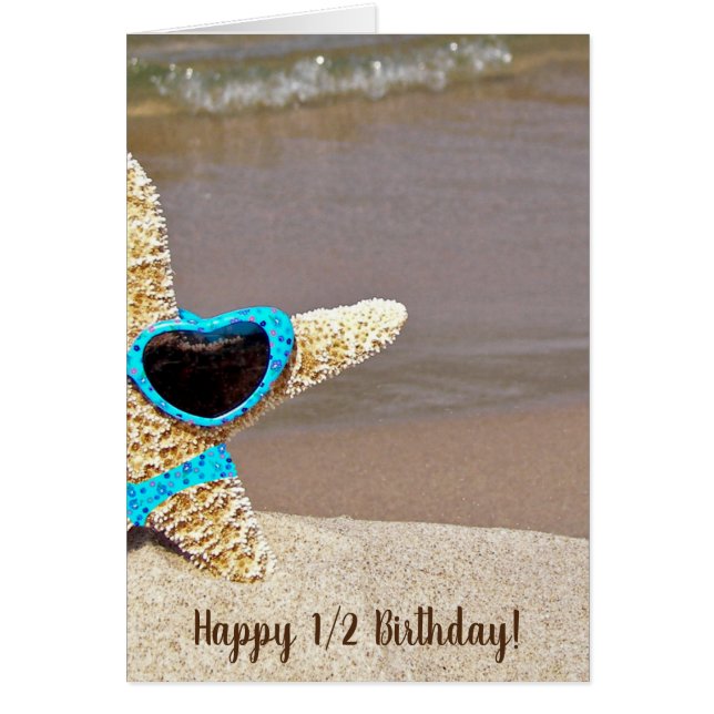 Half Birthday-starfish with sunglasses (Front)