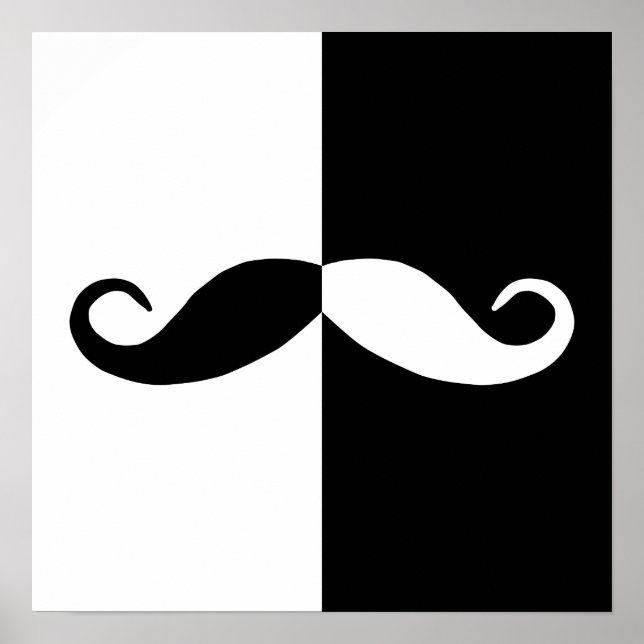 Half Black and White Moustache Poster (Front)