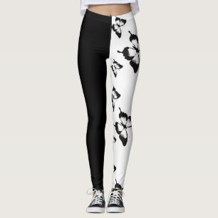 Half Black Half White Butterfly Leggings