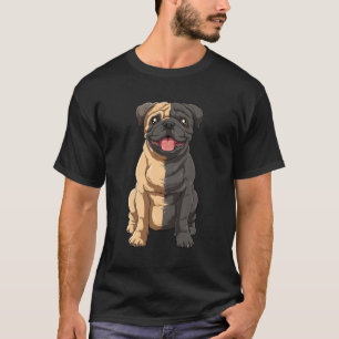 Half Black Pug Half Fawn Pug Black And White Pug T-Shirt