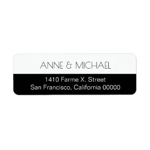 half black wedding address label with couple names return address label