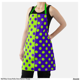 Half Blue and Green Polka Dots Apron