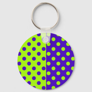 Half Blue and Green Polka Dots Key Ring