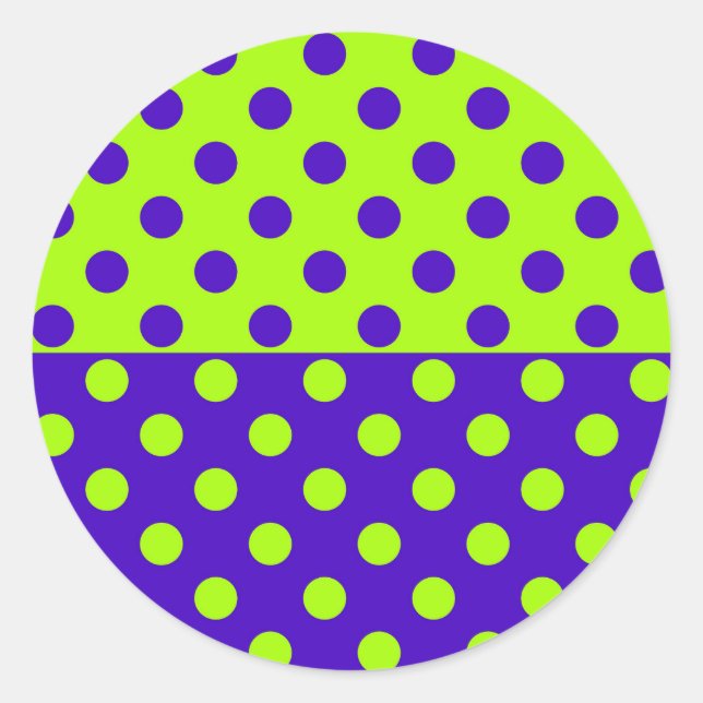 Half Blue Green Polka Dots Pattern Design  Classic Round Sticker (Front)