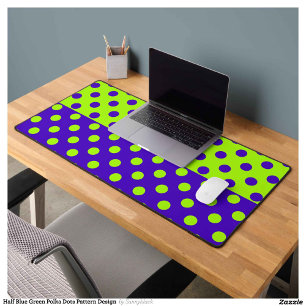 Half Blue Green Polka Dots Pattern Design Desk Mat