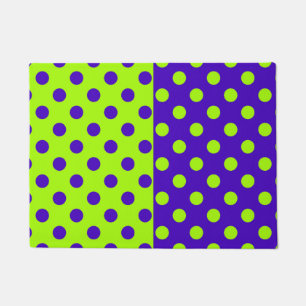 Half Blue Green Polka Dots Pattern Design Doormat