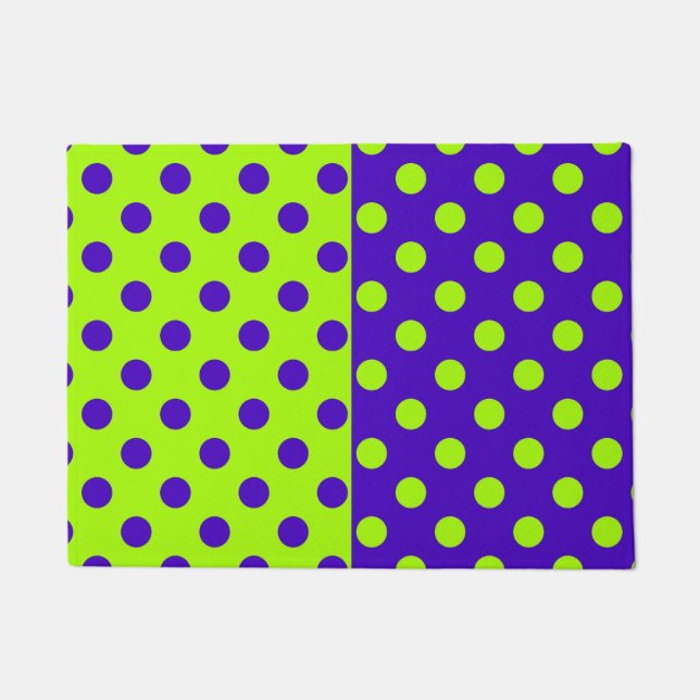 Half Blue Green Polka Dots Pattern Design  Doormat (Front)