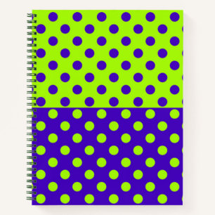 Half Blue Green Polka Dots Pattern Design  Notebook