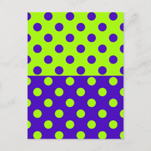 Half Blue Green Polka Dots Pattern Design  Postcard