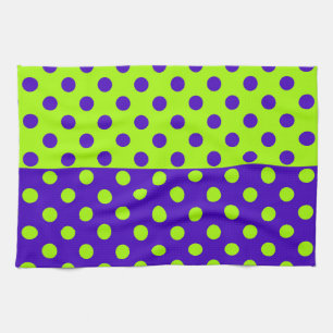 Half Blue Green Polka Dots Pattern Design Tea Towel