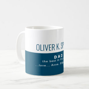 Half-Blue Half-White Best Dad Love Message Coffee Mug