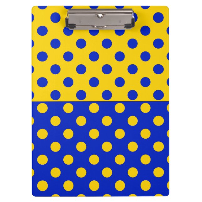 Half Blue Yellow Polka Dots Pattern Design  Clipboard (Front)