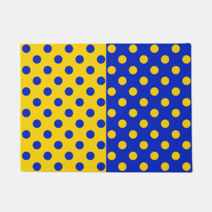 Half Blue Yellow Polka Dots Pattern Design Doormat