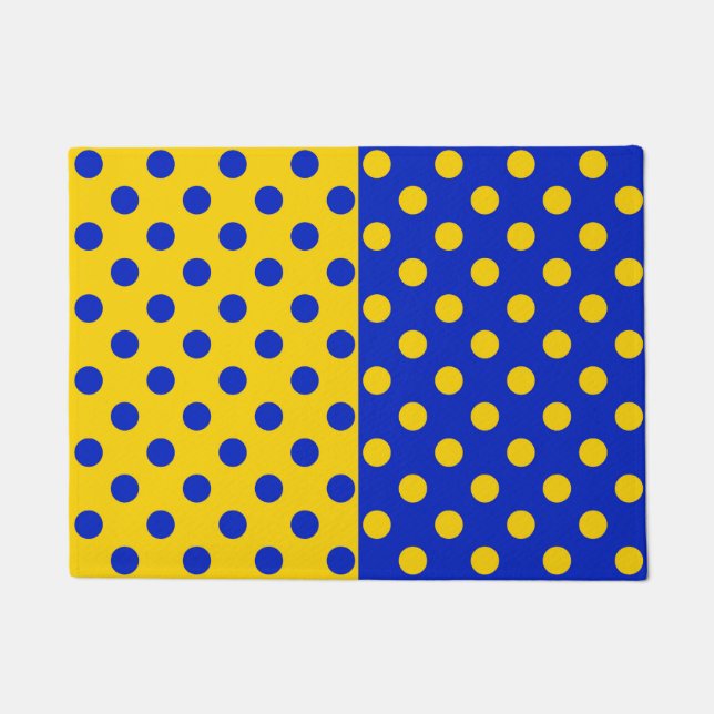 Half Blue Yellow Polka Dots Pattern Design  Doormat (Front)