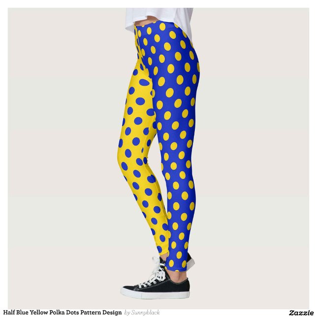 Half Blue Yellow Polka Dots Pattern Design  Leggings (Creator Uploaded)