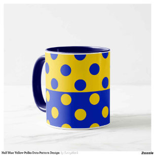 Half Blue Yellow Polka Dots Pattern Design Mug