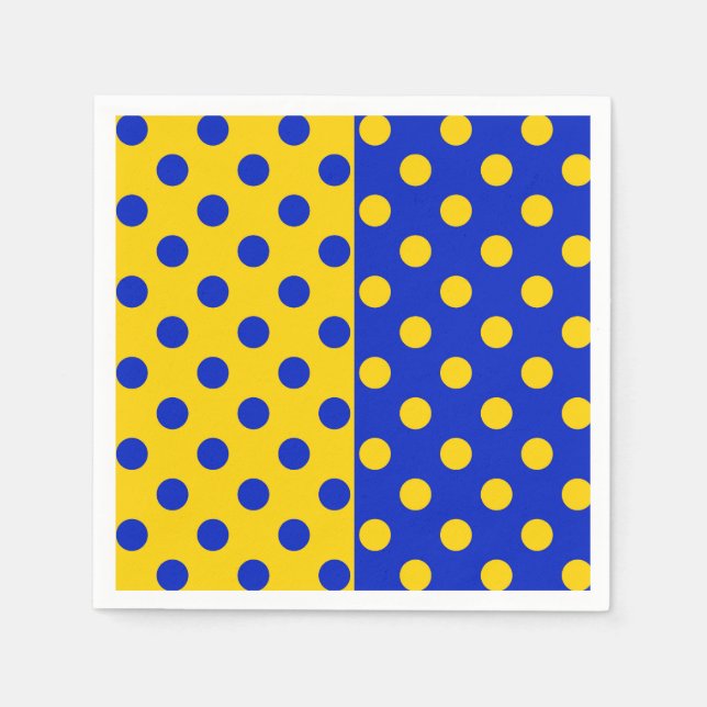 Half Blue Yellow Polka Dots Pattern Design  Napkin (Front)