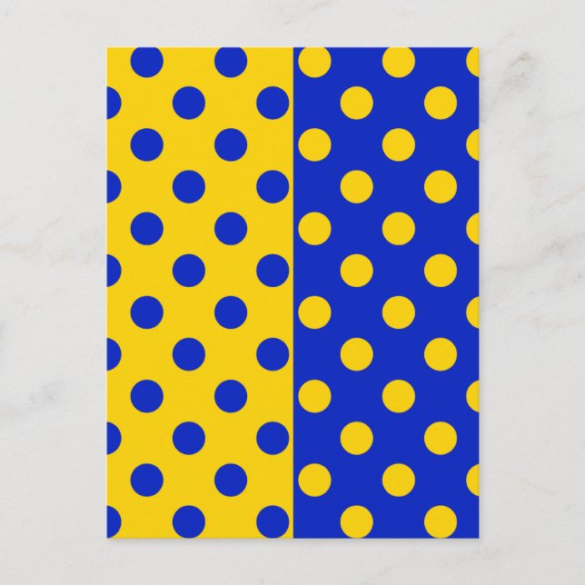 Half Blue Yellow Polka Dots Pattern Design  Postcard (Front)