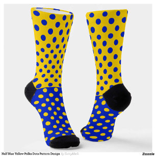 Half Blue Yellow Polka Dots Pattern Design Socks