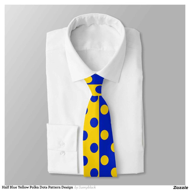 Half Blue Yellow Polka Dots Pattern Design  Tie (Creator Uploaded)