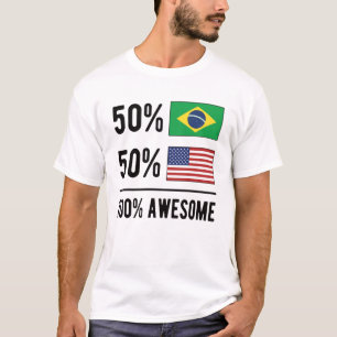 Half Brazilian Half American Flag Brazil USA T-Shirt