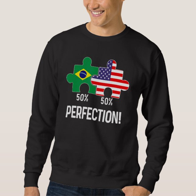 Half Brazilian Half American Flag Combined Map bra Sweatshirt (Front)