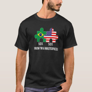 Half Brazilian Half American Flag Combined Map bra T-Shirt