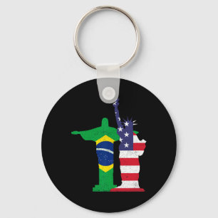 Half Brazilian Half American Usa Brazil Culture Pa Key Ring