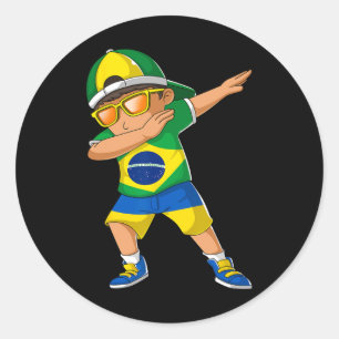 Half Brazilian Half Ukrainian Boy Kid Brazil Ukrai Classic Round Sticker