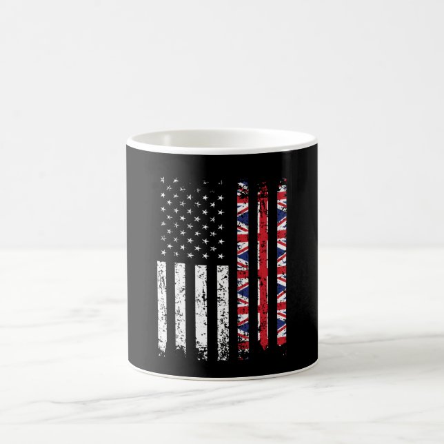 Half British Half American Flag Great Britain USA Coffee Mug (Center)