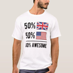 Half British Half American Flag Great Britain USA T-Shirt