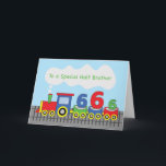Half Brother 6th Birthday Colourful Train on Track Card<br><div class="desc">Bright colours dominate the front of this fun card. You will see the train ready to deliver loads of birthday fun for your dear half-brother. All you need to do is order a copy of this and the train will do the rest.</div>