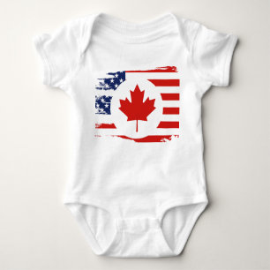 Half Canadian American: Canada USA Maple Leaf Flag Baby Bodysuit